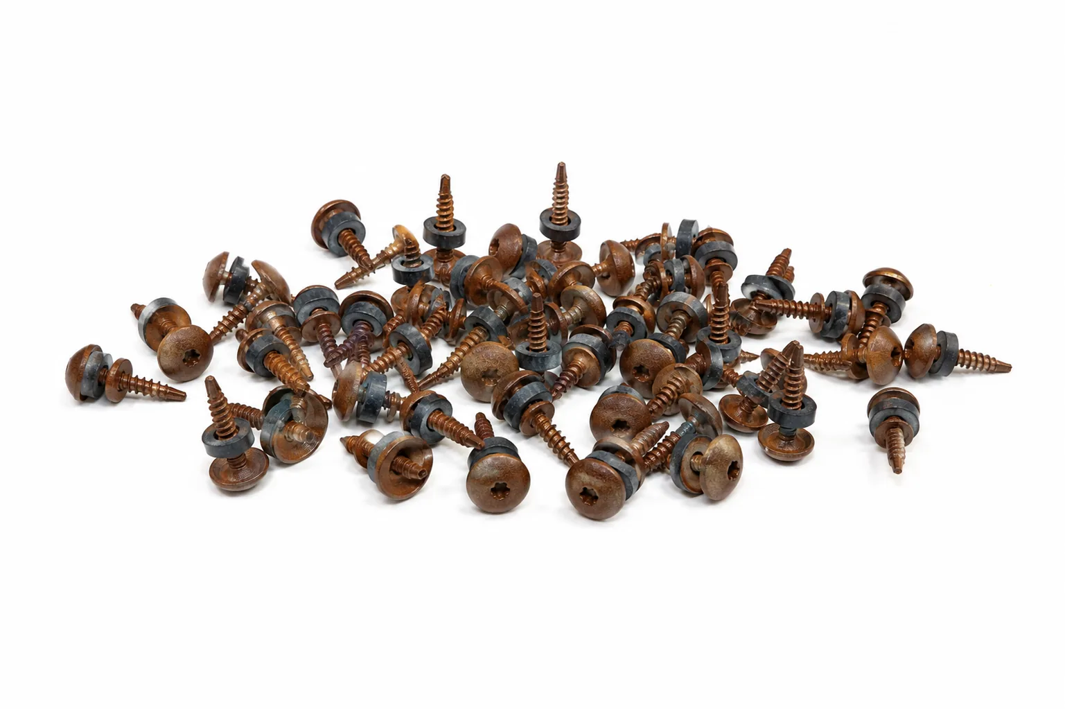 Corten-colored self-tapping screws