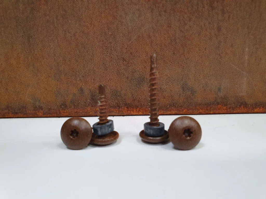Corten-colored self-tapping screws