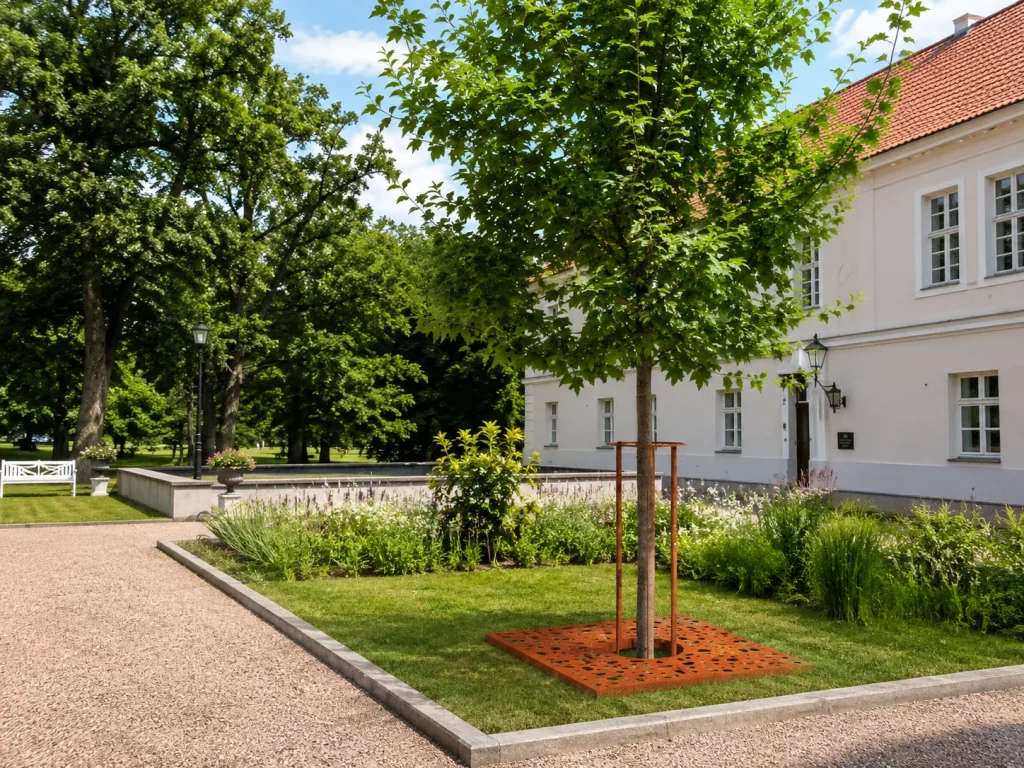 Kvadratinė medžio šaknų apsauga su porankiu